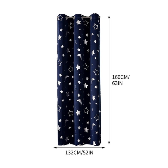 Clearance! Blackout Curtains for Kids Bedroom Nursery,Foil Shiny Big Star and Moon Room Darkening Space Theme Window Curtain for Boys Baby 63x52inches Navy