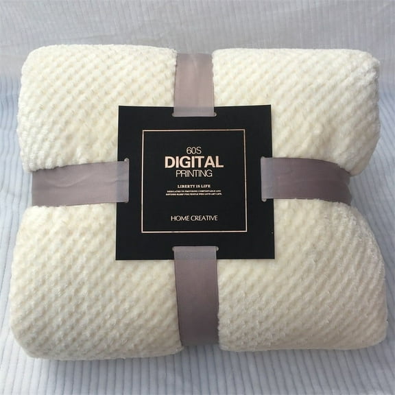 Clearance Blanket soft Warm Plaid Fleece Bed Blanket Large Mesh Flannel Blankets Thick Breathable White