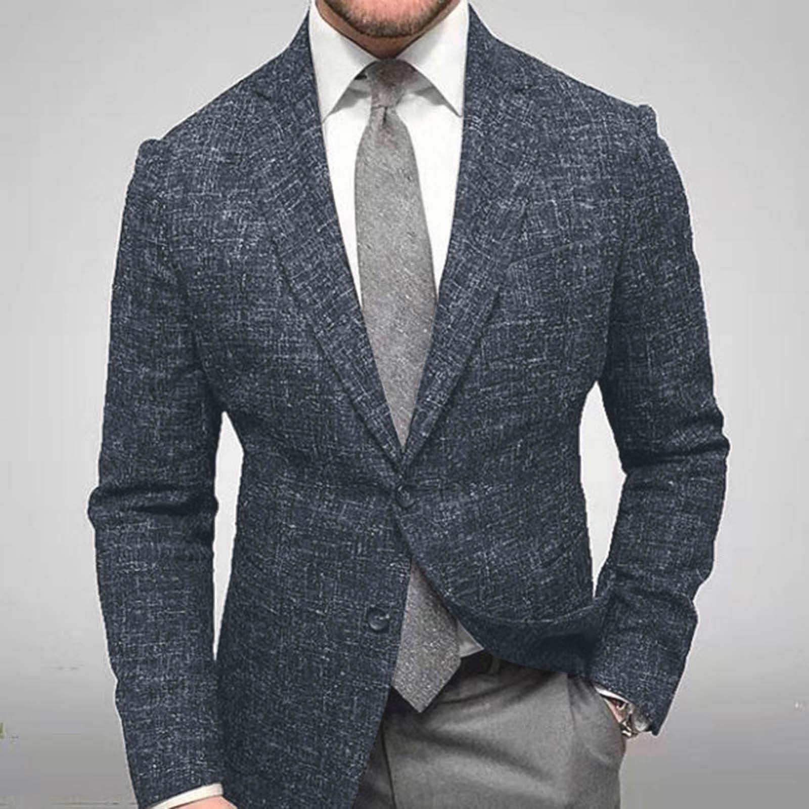 Clearance Blazer for Men qolati Double Button Long Sleeve Open Front ...