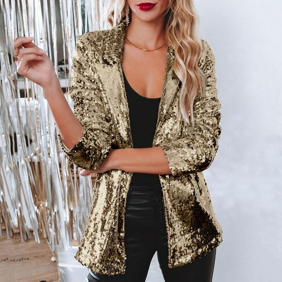Blazers for Women Business Casual Women Blazers for Work Casual Women Sequins Sequin Jacket Casual Long Sleeve Glitter Party Shiny Lapel Coat Rave Outerwear Petite Blazers for Women