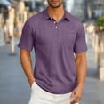 thumbnail image 1 of !Blczomt Business Mens Shirt Work Plain Polo Shirts Button with Pocket Collared Short Sleeve Purple Men's Fashion, 1 of 6