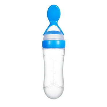 Clearance! Blecry Spoon Feeder Blue, Baby Silicone Feeding Bottle with Spoon Food Rice Cereal Feeder, 1X Feeder, Tableware Clearance