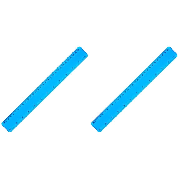 Clearance Blue Plastic Straight Ruler with Centimeter & Inch Dual Scale, Smooth Edge Measuring Tool, Long-Lasting Use In Office Drafting, Architectural Drawing, Daily Study and Handmade Crafts, 12 In
