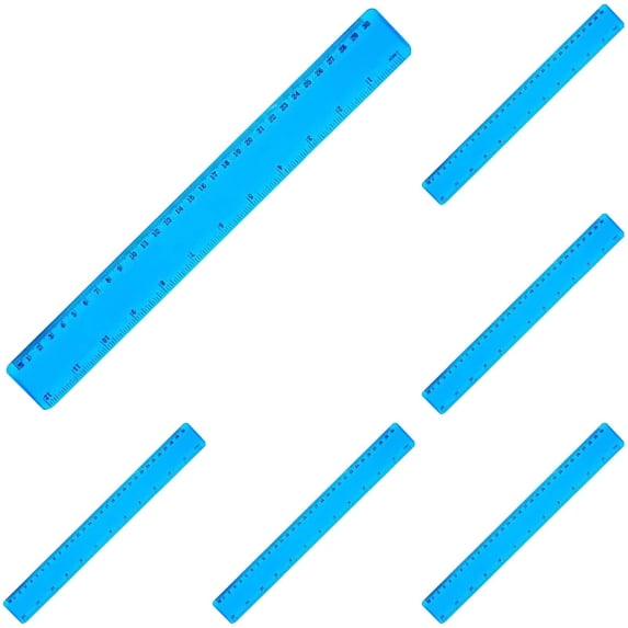 Clearance Blue Plastic Straight Ruler with Centimeter & Inch Dual Scale, Smooth Edge Measuring Tool, Long-Lasting Use In Office Drafting, Architectural Drawing, Daily Study and Handmade Crafts, 12 In