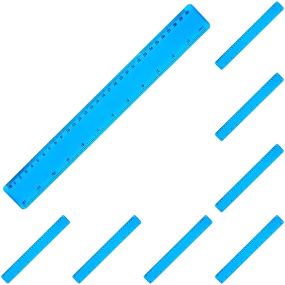 Clearance Blue Plastic Straight Ruler with Centimeter & Inch Dual Scale, Smooth Edge Measuring Tool, Long-Lasting Use In Office Drafting, Architectural Drawing, Daily Study and Handmade Crafts, 12 In