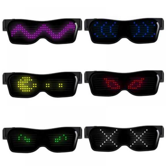Clearance Bluetooth Party Magic LED Glasses By APP Control Luminous Shielding USB Charging Multi-language Flashing LED Glasses Smart Glass