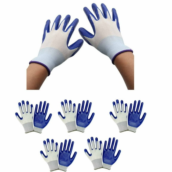 Bobasndm 5 Pairs Garden Gloves For Women/Men Nitrile Coated Work Gloves For Gardening Restoration Work