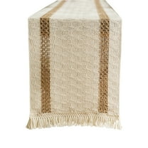 Clearance! Bohemian Burlap Table Runner, Furenl Burlap Table Runner 30X180Cm Lace Trim Farmhouse Tablecloth with Fringe Rustic Chic Decor for Dining Coffee or Wedding