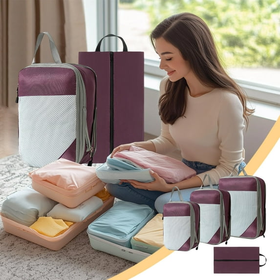 Clearance! Boovnll 4 Set Packing Cubes for Travel, Multi-Functional Sorting Packages, Suitcase Organizer Compression Packing Cubes for Travel Luggage & Accessories, Packing Cubes