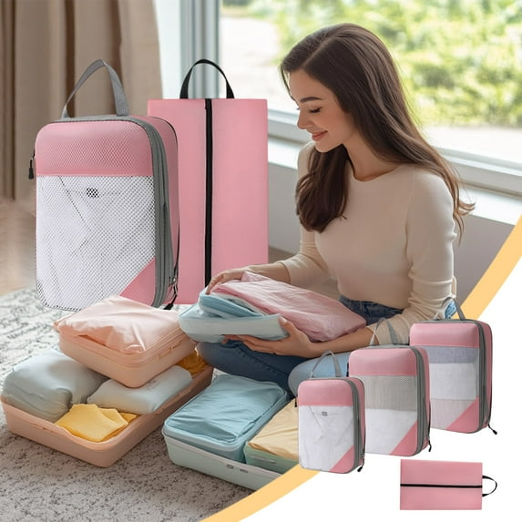 Clearance! Boovnll 4 Set Packing Cubes for Travel, Multi-Functional Sorting Packages, Suitcase Organizer Compression Packing Cubes for Travel Luggage & Accessories, Packing Cubes