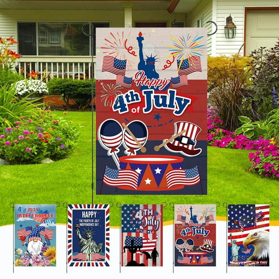Clearance! Boovnll 4th of July Garden Flag, 12x18" Red White Blue Garden Flags Memorial Day Garden Flag for Outdoor, Yard, Garden, Independence Day Watercolor Decor, 4th of July Decorations