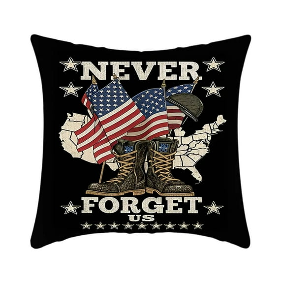 Clearance! Boovnll 4th of July Pillow Covers 18x18, Red White Blue Stars Stripe Linen Throw Pillow Covers - Patriotic Pillow Covers for Memorial Day Home Sofa Couch Decor, 4th of July Decorations