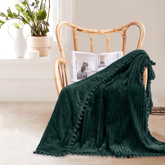 Clearance! Boovnll 59x79" Tassel Throw Blanket, Super Soft Warm Flannel Solid Color Thicken Blankets Microfiber Machine Washable for Bedroom Swimming Pool Sofa Floor Outdoor Camping Blanket
