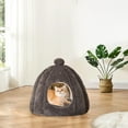 thumbnail image 1 of Clearance Boovnll Cat Bed, Pet Beds for Cats, Cute Plush Cat House, Cat Beds for Indoor Cats All Seasons Universal Pet Bed Sleeping Cushion Cotton Pet Sofa Gray 16x16" Machine Washable, Cat Beds, 1 of 6