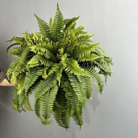 Clearance! Boovnll Fake Plants, Realistic Artificial Boston Fern, 24 Fronds Persian Grass Artificial Plants Indoor, Outdoor, Home, Garden, Porch, Window, Spring Decor, Fake Plant