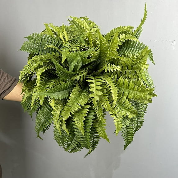 Clearance! Boovnll Fake Plants, Realistic Artificial Boston Fern, 37 Fronds Persian Grass Artificial Plants Indoor, Outdoor, Home, Garden, Porch, Window, Spring Decor, Fake Plant