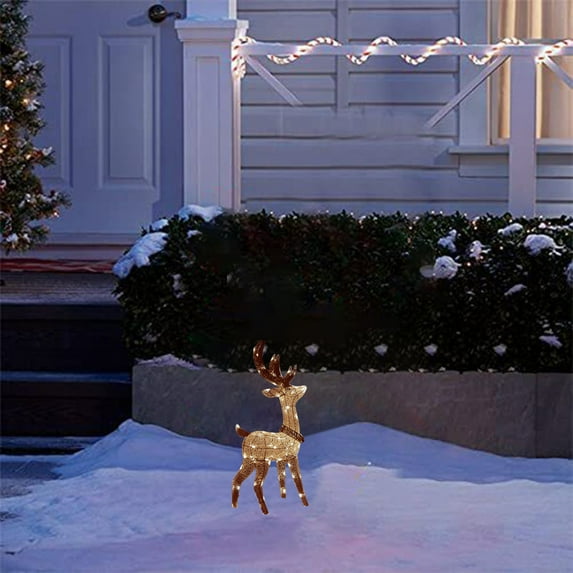 Clearance Boovnll Outdoor, Christmas Decorations Lighted 12" Christmas Deer Glitter Standing Animals Christmas Outdoor Decorations with LED Lights for Yard Patio Garden Party, Christmas Decorations