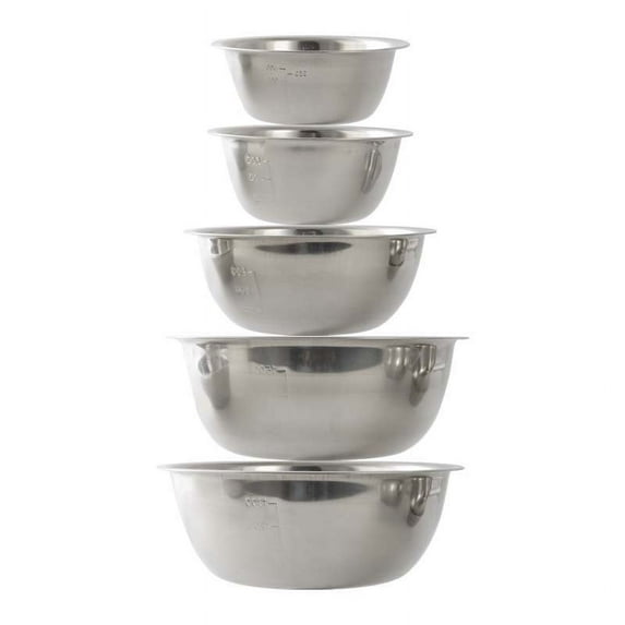 Clearance! Boovnll Stainless Steel Bowls Set of 5, 0.6-2.7 Quart Multifunction Mirror Finish Thicken Small Metal Bowl, Stainless Steel Mixing Bowls for Kitchen Baking Cooking, Storage, Bowls