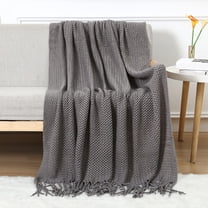 Clearance! Boovnll Throw Blanket, 50x72" Tassel Super Soft Warm All Seasons Knitted Blankets, Microfiber Machine Washable for Indoor Bedroom, Couch, Sofa, Floor, Camping, Blanket