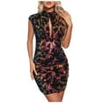 thumbnail image 1 of Ohufall Cocktail Dress for Women, Sequin Hip Wrap Skirt Sparkly Glitter Party Club Mini Skirt Wrap Evening formal Dress, Summer Dress, Fall Dresses for Women, 1 of 9