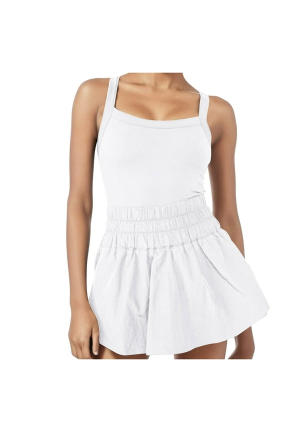 Clearance! Ohufall Jumpsuits for Women, Fashion Casual Loose Sexy Round-Neck Solid Summer Sleeveless Dresses Jumpsuit Shorts Overalls Women, Rompers for Women, Onesie for Women Clearance