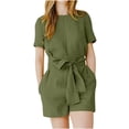 thumbnail image 1 of Clearance! Ohufall Jumpsuits for Women, Fashion Summer Casual Sexy Short Sleeve Solid Color V-Neck Jumpsuits Overalls Women, Rompers for Women, Onesie for Women Clearance, 1 of 6