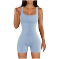 thumbnail image 1 of Clearance! Borniu Jumpsuits for Women, Spring And Summer Solid Tight Waistband Sleeveless Square Neck Short Jumpsuit Overalls Women, Rompers for Women, Onesie for Women Clearance, 1 of 6