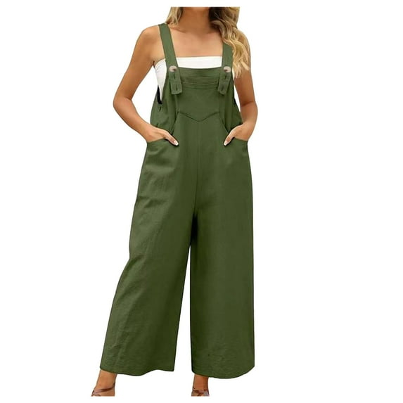 Clearance! Borniu Jumpsuits for Women, Summer New Casual Solid Color Collar Loose Suspenders Jumpsuit Overalls Women, Rompers for Women, Onesie for Women Clearance