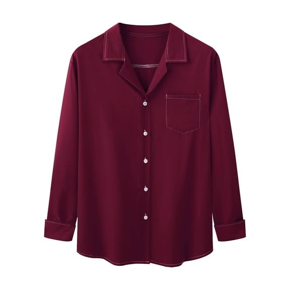 Ohufall Mens Shirts,Long Sleeve Shirts for Men,Casual Solid Fashion Young Blood Turn-down Collar With Pocket Button Long Sleeve Blouse Tops Shirt