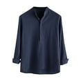 thumbnail image 1 of Ohufall Mens Shirts,Long Sleeve Shirts for Men, Cotton Linen Shirt Long Sleeved Standing Collar Button Up Shirt Fashionable Casual Shirt Top Blouse, 1 of 4