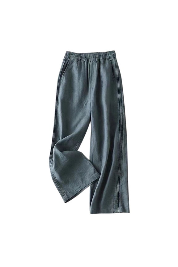 Pants Women's Pants, Solid Color Casual Pocket Elasticated Feeling Of Falling Cotton And Linen Pants Women Summer, Straight Barrel Pants
