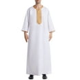 thumbnail image 1 of Clearance! Borniu Thobe,Robe for Men, Muslim Robe Arab Middle Robe Long Style 8/4 Sleeve Embroidered Standing Neck Pocket Long Shirt Fashion Casual Robe Muslim Clothes for Men Clearance, 1 of 9