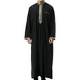 thumbnail image 1 of Clearance! Ohufall Thobe,Robe for Men, Muslim Robe Arab Middle Robe Long Style Long Sleeve Embroidered Standing Neck Pocket Long Shirt Fashion Casual Robe Muslim Clothes for Men Clearance, 1 of 9