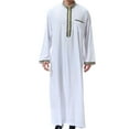 thumbnail image 1 of Clearance! Ohufall Thobe,Robe for Men, Muslim Robe Arab Middle Robe Long Style Long Sleeve Embroidered Standing Neck Pocket Long Shirt Fashion Casual Robe Muslim Clothes for Men Clearance, 1 of 9