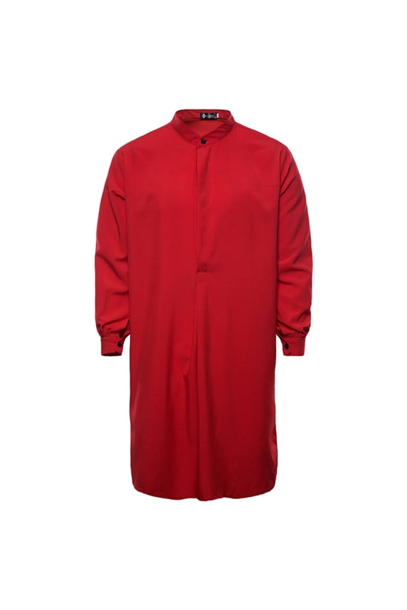 Clearance! Ohufall Thobe,Robe for Men, Muslim Robe Arab Middle Robe Long Style Long Sleeve Standing Neck Pocket Long Shirt Fashion Casual Robe Muslim Clothes for Men Clearance