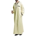 thumbnail image 1 of Clearance! Borniu Thobe,Robe for Men, Muslim Robe Arab Middle Robe Pattern Embroidery Long Sleeve Standing Neck Pocket Long Shirt Fashion Casual Robe Muslim Clothes for Men Clearance, 1 of 3