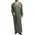 thumbnail image 1 of Clearance! Ohufall Thobe,Robe for Men, Muslim Robe Arab Middle Robe Pattern Embroidery Long Sleeve Standing Neck Pocket Long Shirt Fashion Casual Robe Muslim Clothes for Men Clearance, 1 of 6