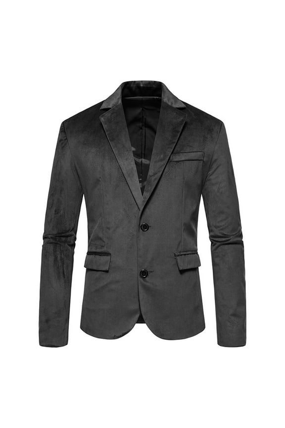 Mens Suit Jacket Men's Business Blazer Solid Color Suede Business Gentleman Lapel Men's Casual Fashion Suit Jacket Office Work Suit Jacket Black M
