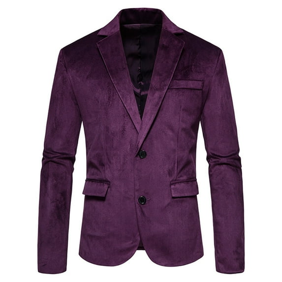 Clearance!Bpxiofoy Mens Suit Jacket Men's Business Blazer Solid Color Suede Business Gentleman Lapel Men's Casual Fashion Suit Jacket Office Work Suit Jacket Purple 2Xl