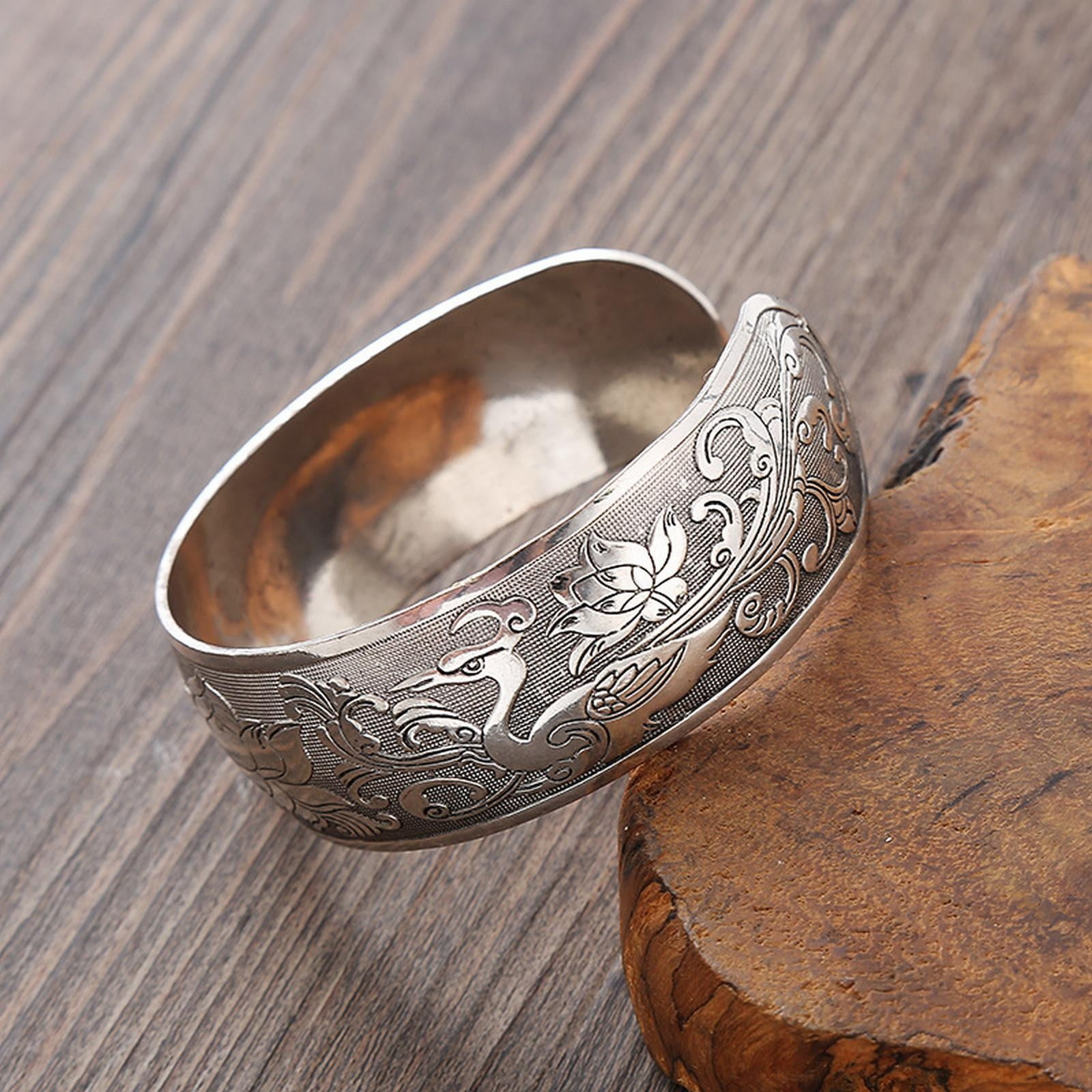 Clearance! Bracelets Kitecy Wide Cuff Bracelet Silver Bangle Vintage