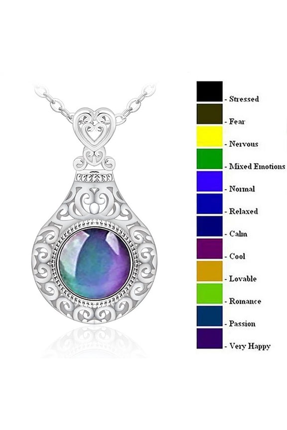 Necklaces & Pendants, 925 Sterling Moods Necklack for Women Vintage Openwork Necklack Jewelry Temperature Control Color Change Moods Necklack, 1Pc Necklace, Lady Necklace