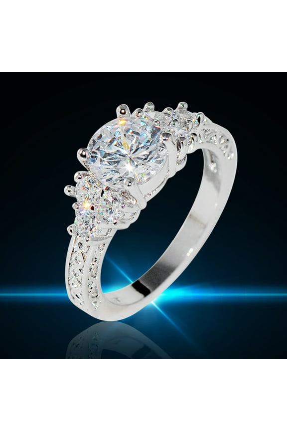 Rings, Natural Silver Gemstone Luxury Court Birthstone Bride Engagement Wedding Ring, Silver 1Pc Ring, Accessories , Lady Ring