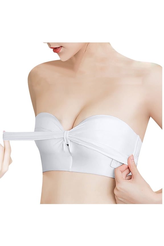 Womens Bralettes Push up Removable Shoulder Everyday Drawstring Bandeau Underwear Bras V-Neck Seamless Bra Feature Hook and Eye Closure Soft Bra 75A Strapless