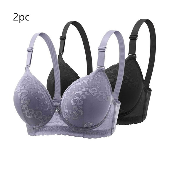 Bras under $5! Cagogo Ladies 2 Pack Lace Bras Support and Lifting Plus Size Push Up Adjustable Straps Bralettes Minimizer Underwire Large Bust Everyday Bras Tshirt Bra