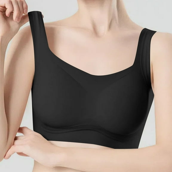 Bras under $5! Cagogo Wirefree Seamless Bra for Women Back Smoothing Push Up No Underwire Adjustable Straps Everyday Bras Wireless Full Coverage Large Bust Bralettes Tshirt Bra