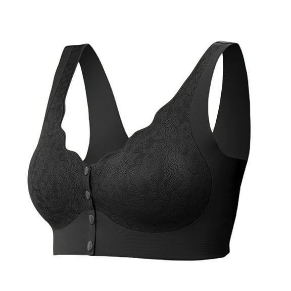 Bras! Ashirexll Front Close Bras for Women, Wireless Push Up Solid Color Soft Summer Thin No Steel Ring Breathable Gathering Bra Black 3XL