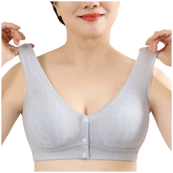 Bras! Ashirexll Front Closure Bras for Women, Plus Size Supportive Solid Color Traceless Comfortable No Steel Ring Breathable Gathering Bra Blue 4XL
