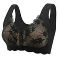 thumbnail image 1 of Bras! Ashirexll Front Closure Bras for Women, No Underwire Lace Solid Color Thin and Steel Hoop Gathered Breathable Underwear for Daily Bras Black 3XL, 1 of 2