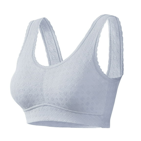 Bras! Ashirexll Wireless Bras for Women, Plus Size Sports Solid Color Soft Moisture Wicking No Steel Ring Breathable Gathering Bra Blue XL