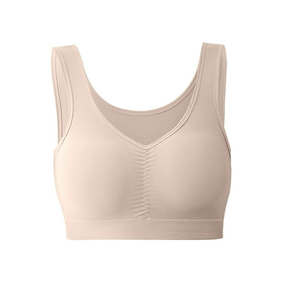 Bras! Ashirexll Womens Push Up Bra, Plus Size Wireless Solid Color Soft Summer Thin No Steel Ring Breathable Gathering Posture Support Bra Beige XXL